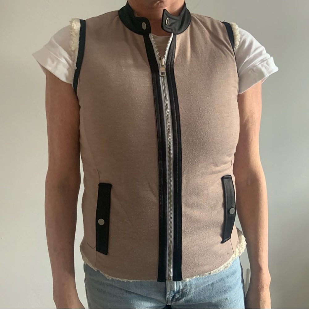 Tan and Black Sleeveless Vest